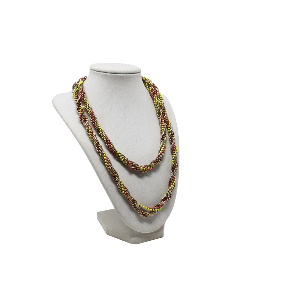 Vintage Pink and Yellow Beaded Twisted Rope Chain Necklace 43" Long - Hey Viv
